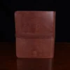 no19 brown leather binder notebook with two position snap closure back view