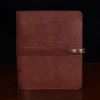 no19 brown leather binder notebook with two position snap closure