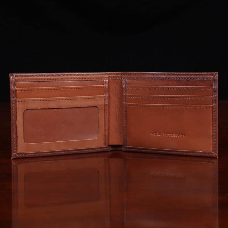 No. 4 Billfold Wallet in Vintage Brown American Steerhide - open view, empty