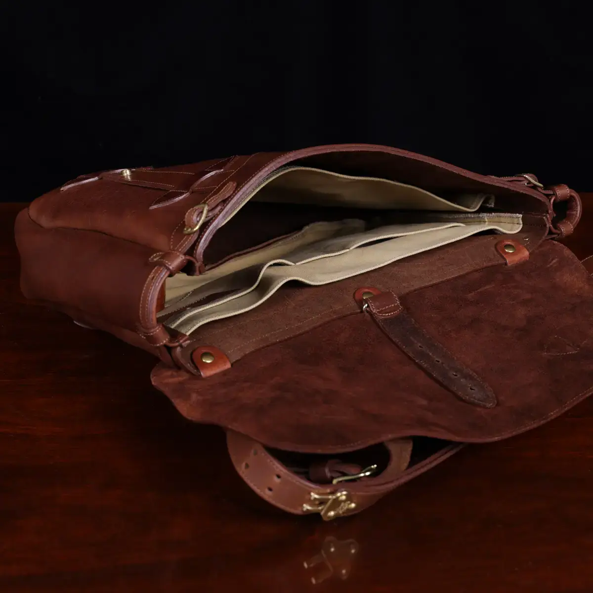 Leather Messenger Book Bag for Laptop & iPad, USA Made