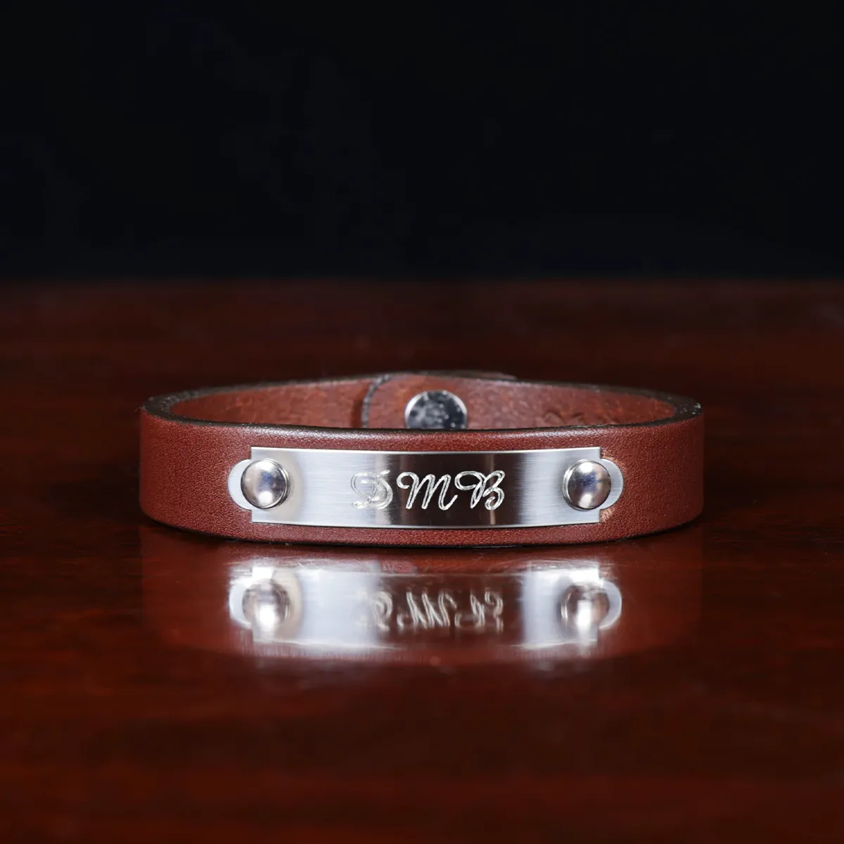 Monogram Plate Engraved Bracelet Silver