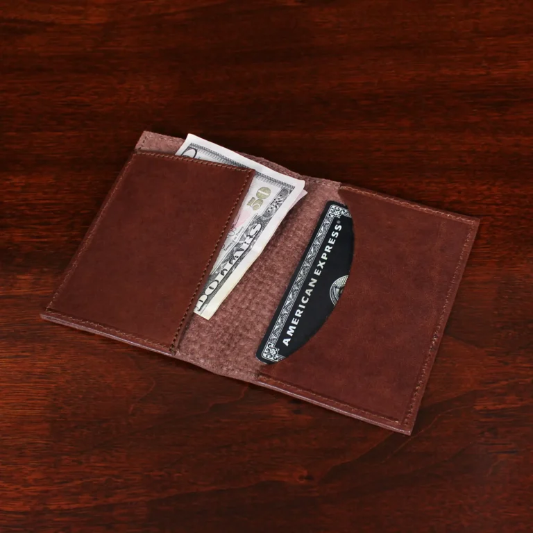 No. 2 Leather Vintage Brown Card Wallet with card and money