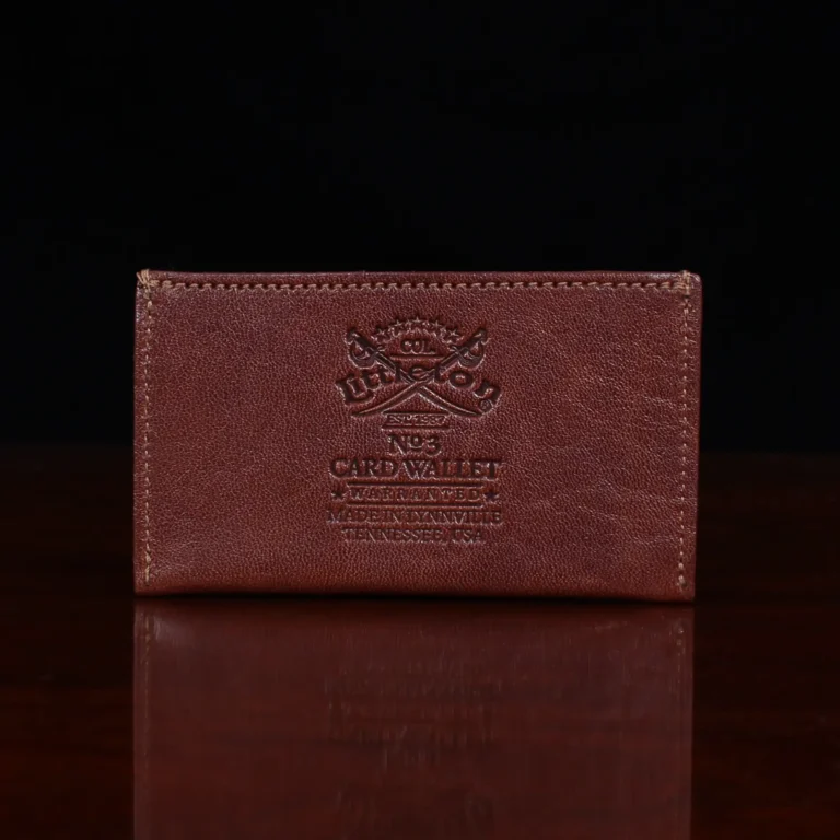 no 3 vintage brown leather card wallet with business card pocket back