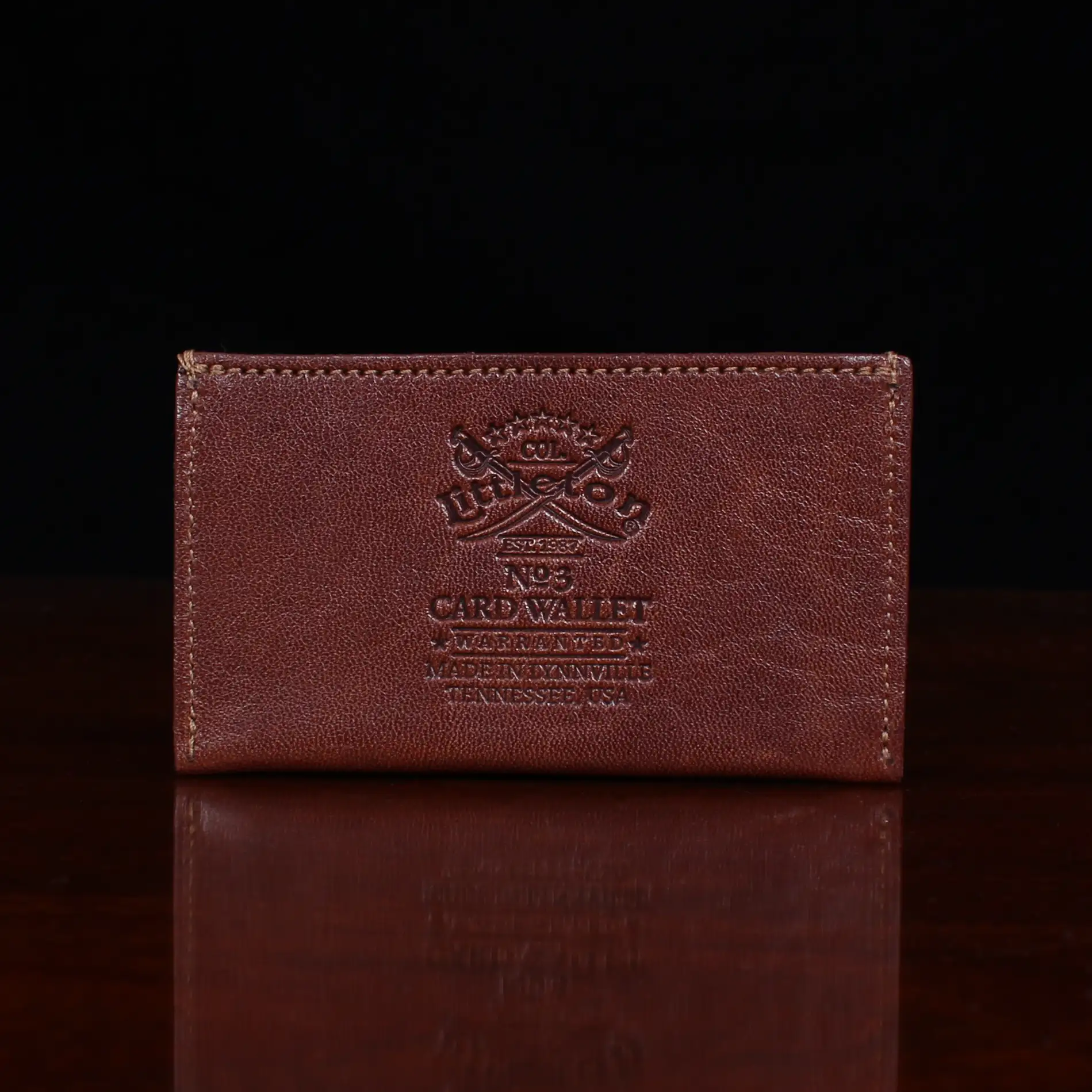 no 3 vintage brown leather card wallet with business card pocket back