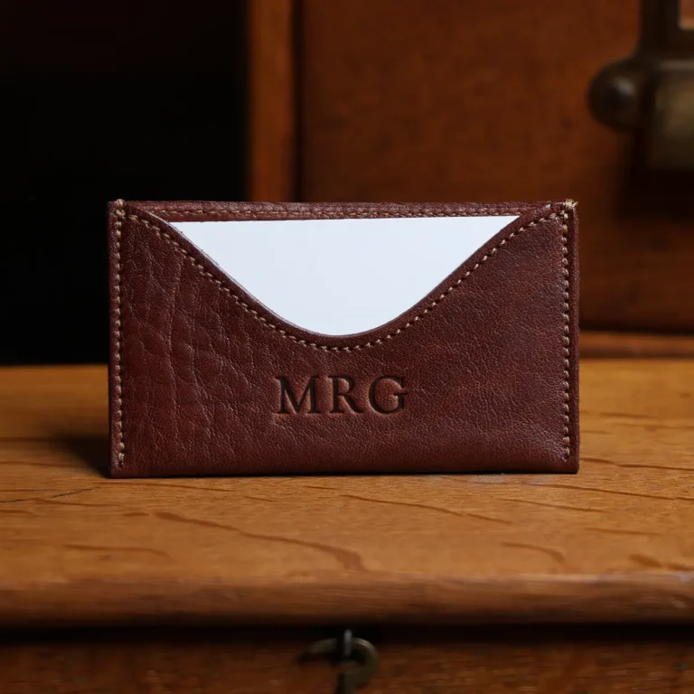 no 3 vintage brown leather card wallet with credit card in pocket