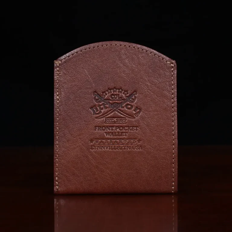 back side of the vintage brown front pocket wallet