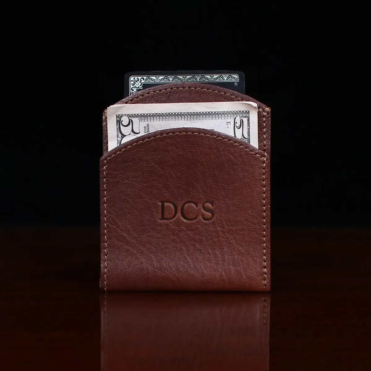 front side of the vintage brown front pocket wallet