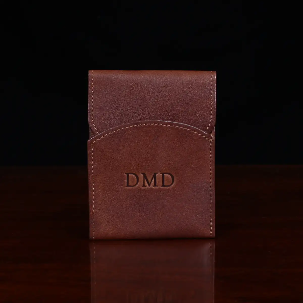 brown leather front pocket wallet with flap on