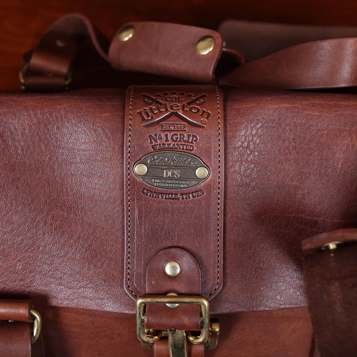 brown leather bag