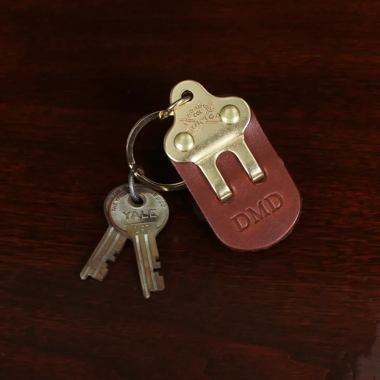 no 3 vintage brown leather key ring with keys