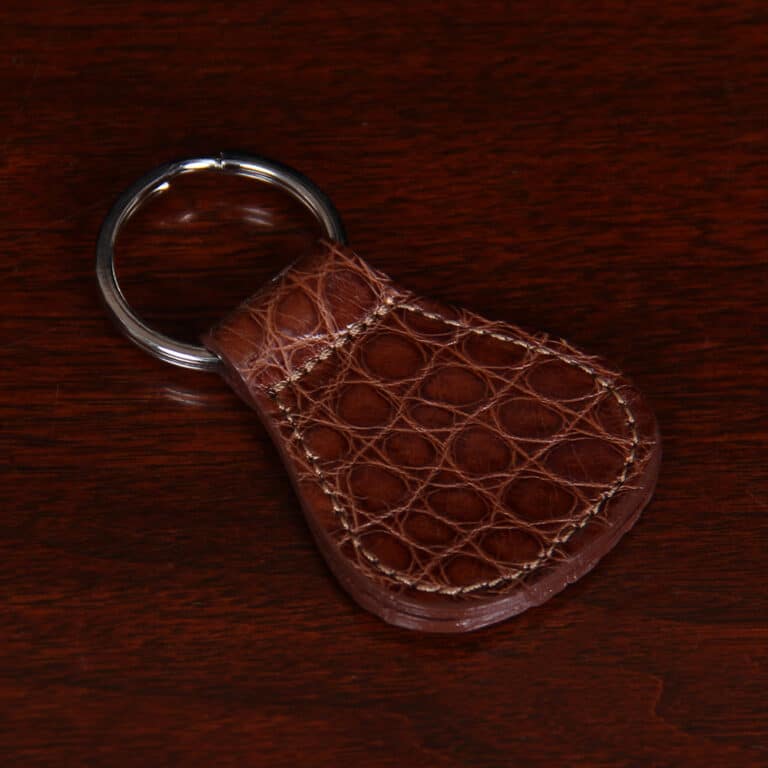 No. 5 Keyring in brown American Alligator - front view