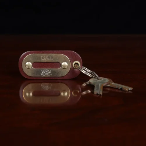 no 8 leather key ring with personalization stamp