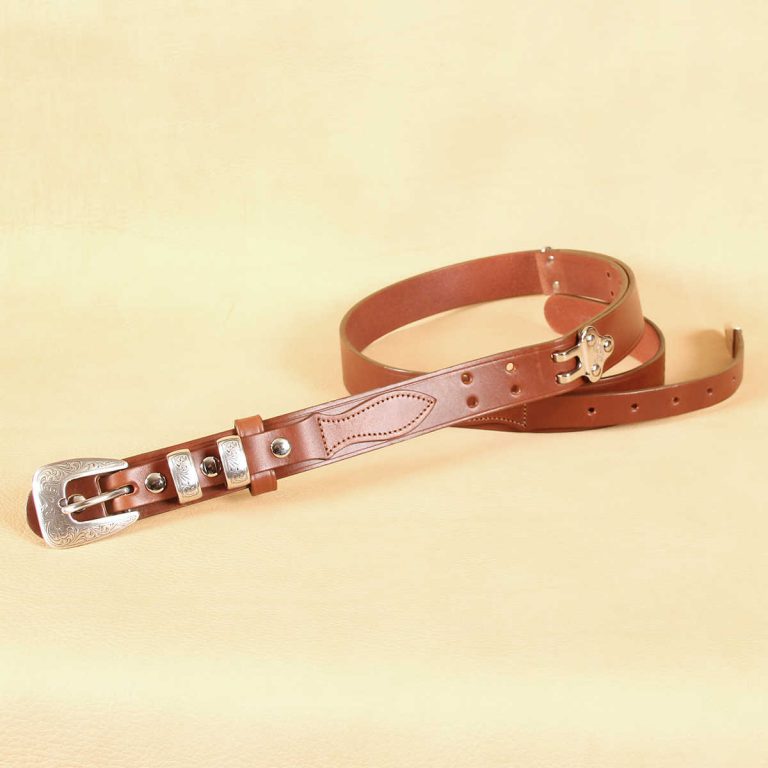 no2 brown leather ranger belt with silver plated hardware