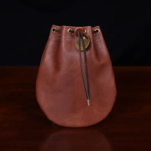 front side of the medium possibles bag in vintage brown steerhide