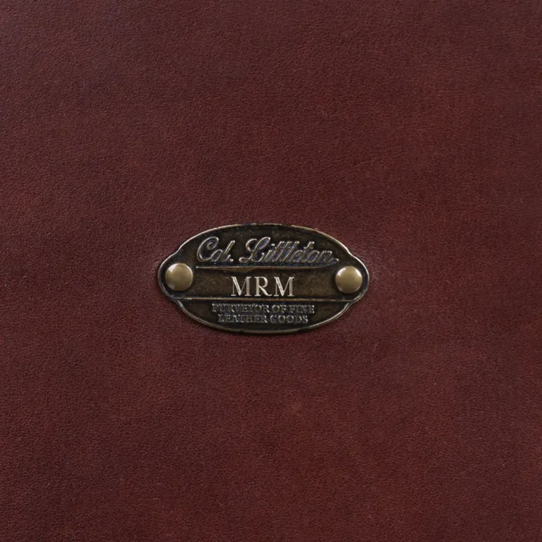 no. 18 legal portfolio in vintage brown steerhide - personalization badge