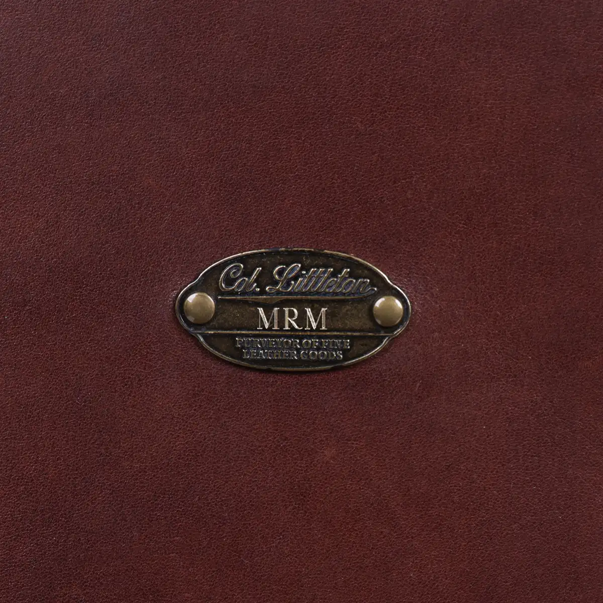 no. 18 legal portfolio in vintage brown steerhide - personalization badge