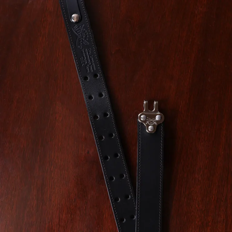 No. 5 Cinch Belt in Black Leather with Stainless accents - showing the clasp view