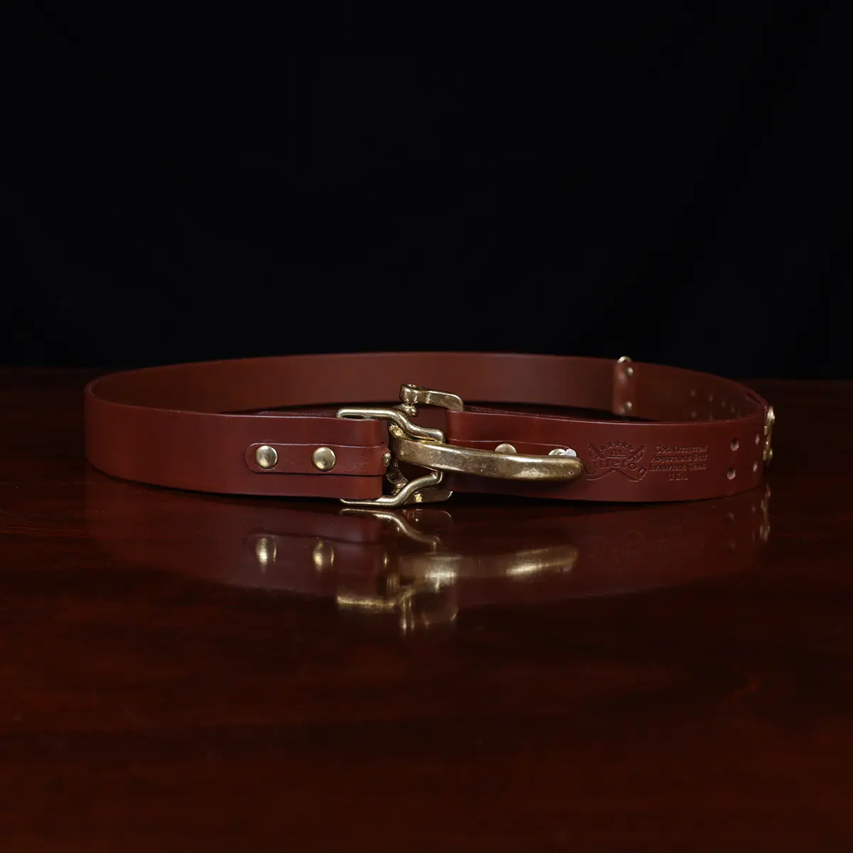 No. 5 Leather Cinch Belt - Italian Bridle Leather - Brown Leather with Stainless Steel, X-Large - Fits Sizes 42 - 50