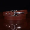 No. 5 Cinch Belt in Vintage Brown Leather with Stainless accents - showing the front view