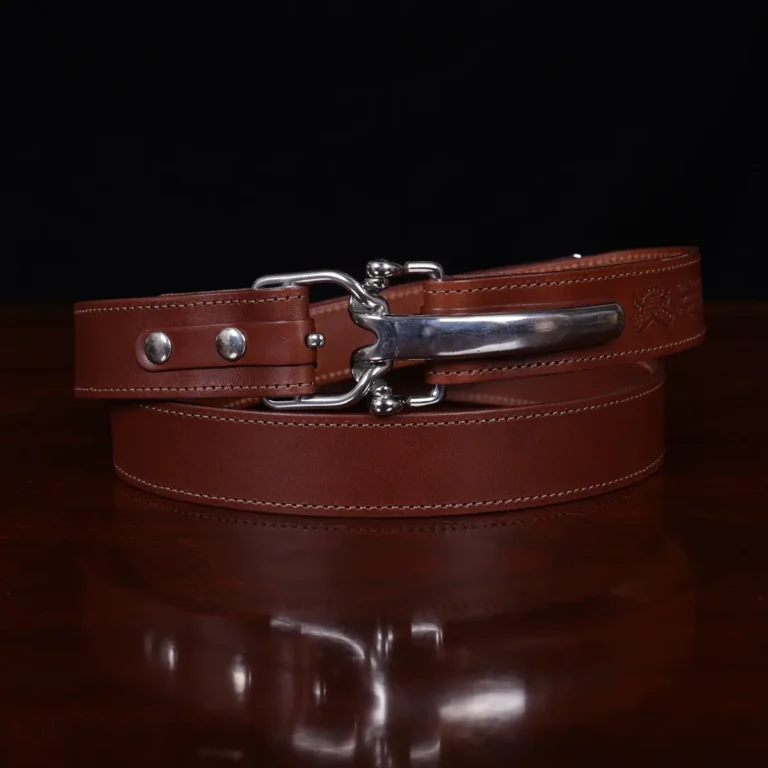 No. 5 Cinch Belt in Vintage Brown Leather with Stainless accents - showing the front view