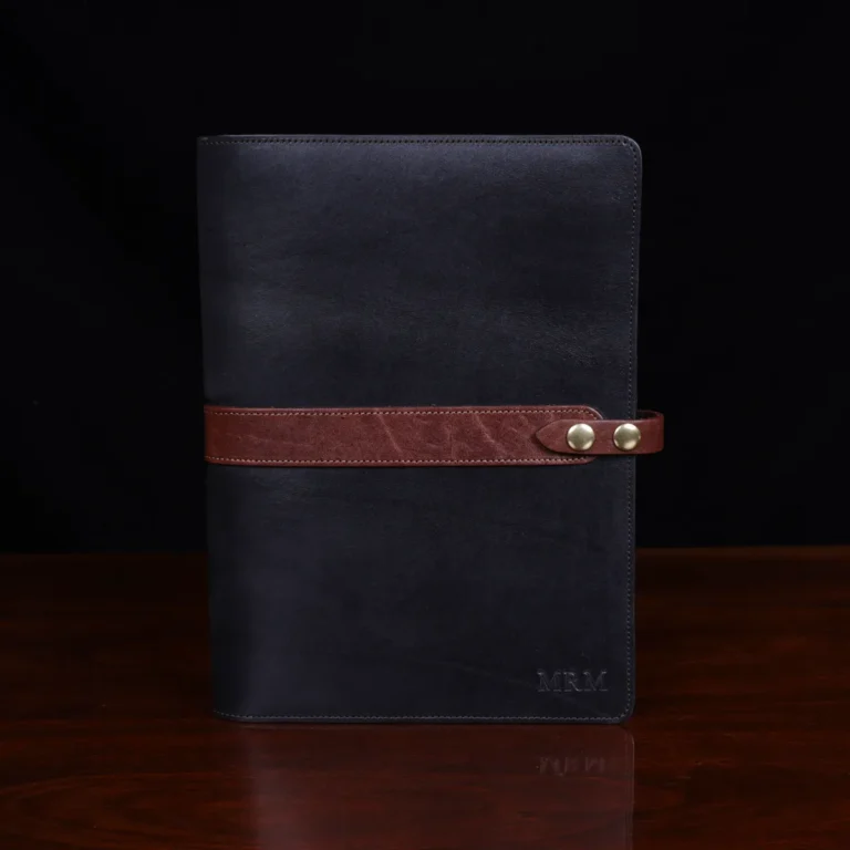 No. 18 Portfolio in Black and Brown Steerhide Leather front view