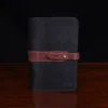 no 20 travel size leather portfolio - black and brown steerhide - front view