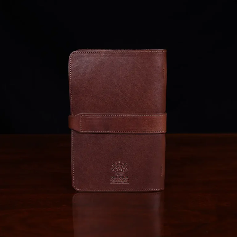 no 20 travel size leather portfolio - vintage brown steerhide - back view