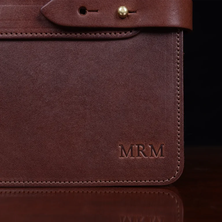 no 20 travel size leather portfolio - vintage brown steerhide - front view