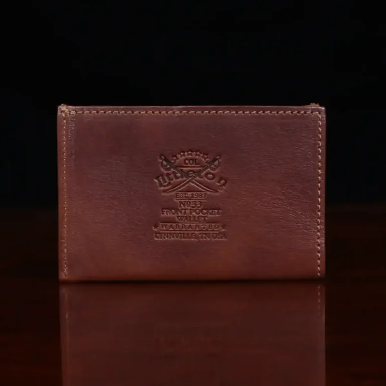no 33 vintage brown wallet showing the back side