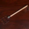 No. 1 Flyswatter in brown American Alligator with a wooden handle - full front view