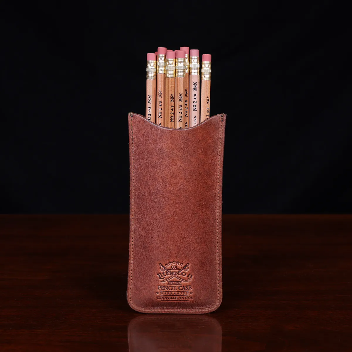 Leather Pencil Case w/ No. 2 Lead Pencils, USA Made