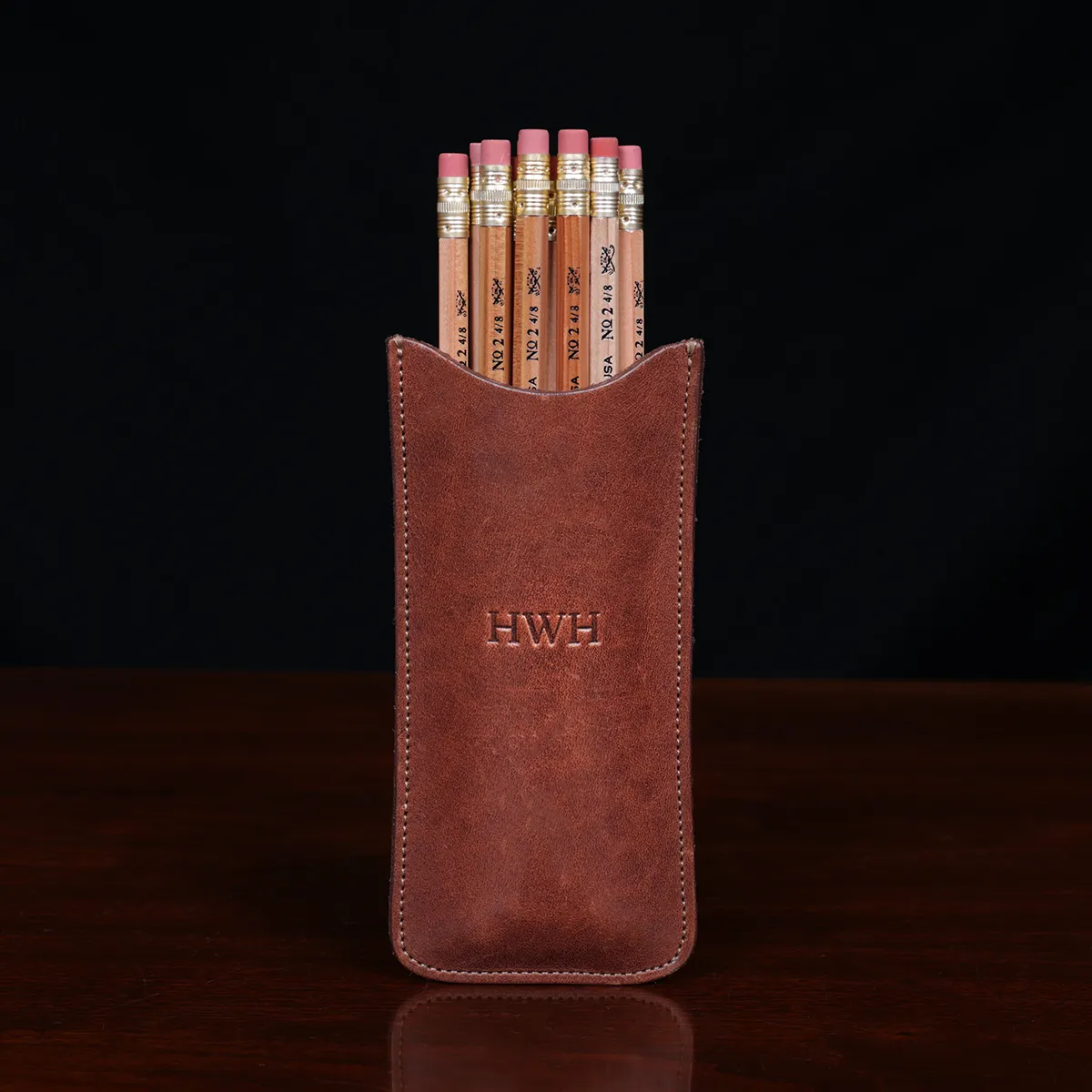 Leather Pencil Case w/ No. 2 Lead Pencils, USA Made