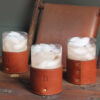 drink and ice in brown leather veranda glasses set