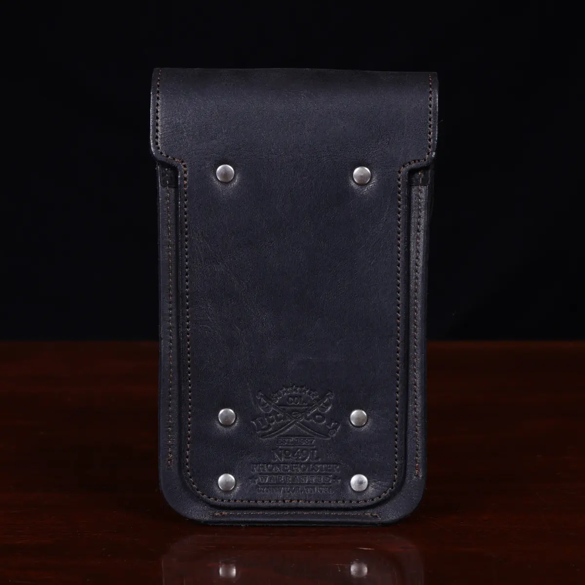 No 49l Phone Holster in black showing the back side