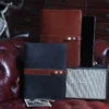 no18 black and brown tablet leather portfolio with ipad