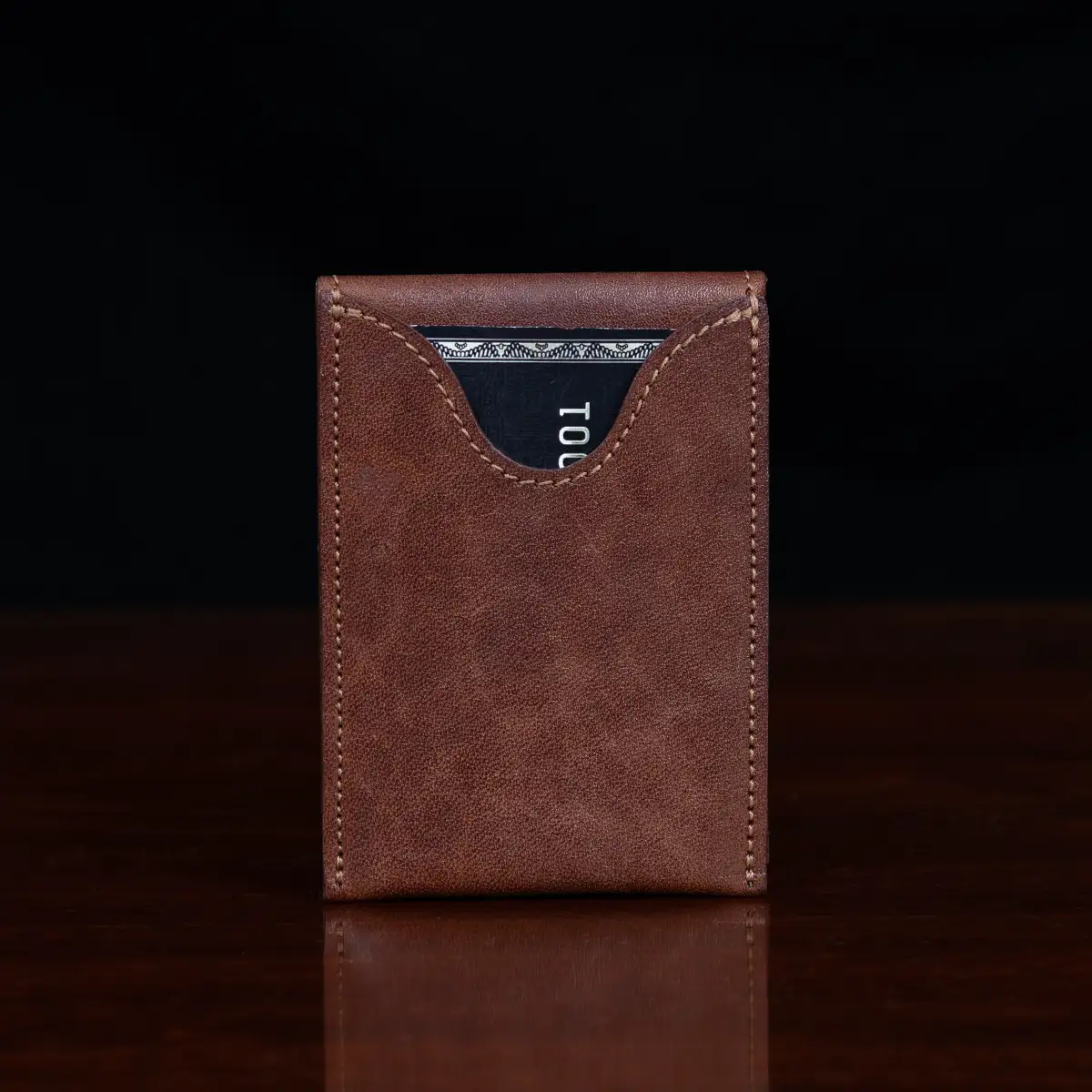 no 102 vintage brown billfold with personalization stamp-back-card
