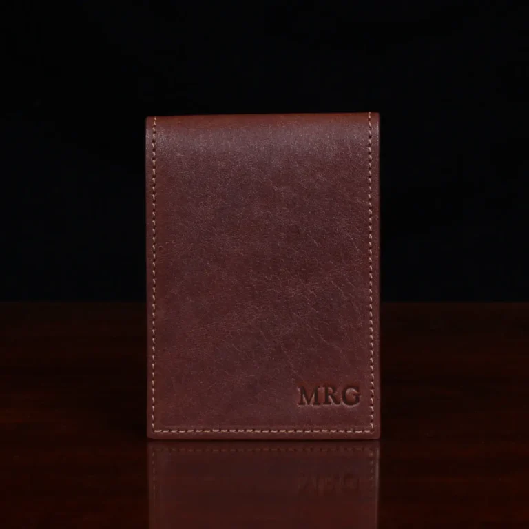 no 102 vintage brown billfold with personalization stamp