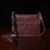 ashley handbag made of two-tone brown buffalo and steerhide leather - back view