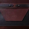 ashley handbag made of two-tone brown buffalo and steerhide leather - front view of initials