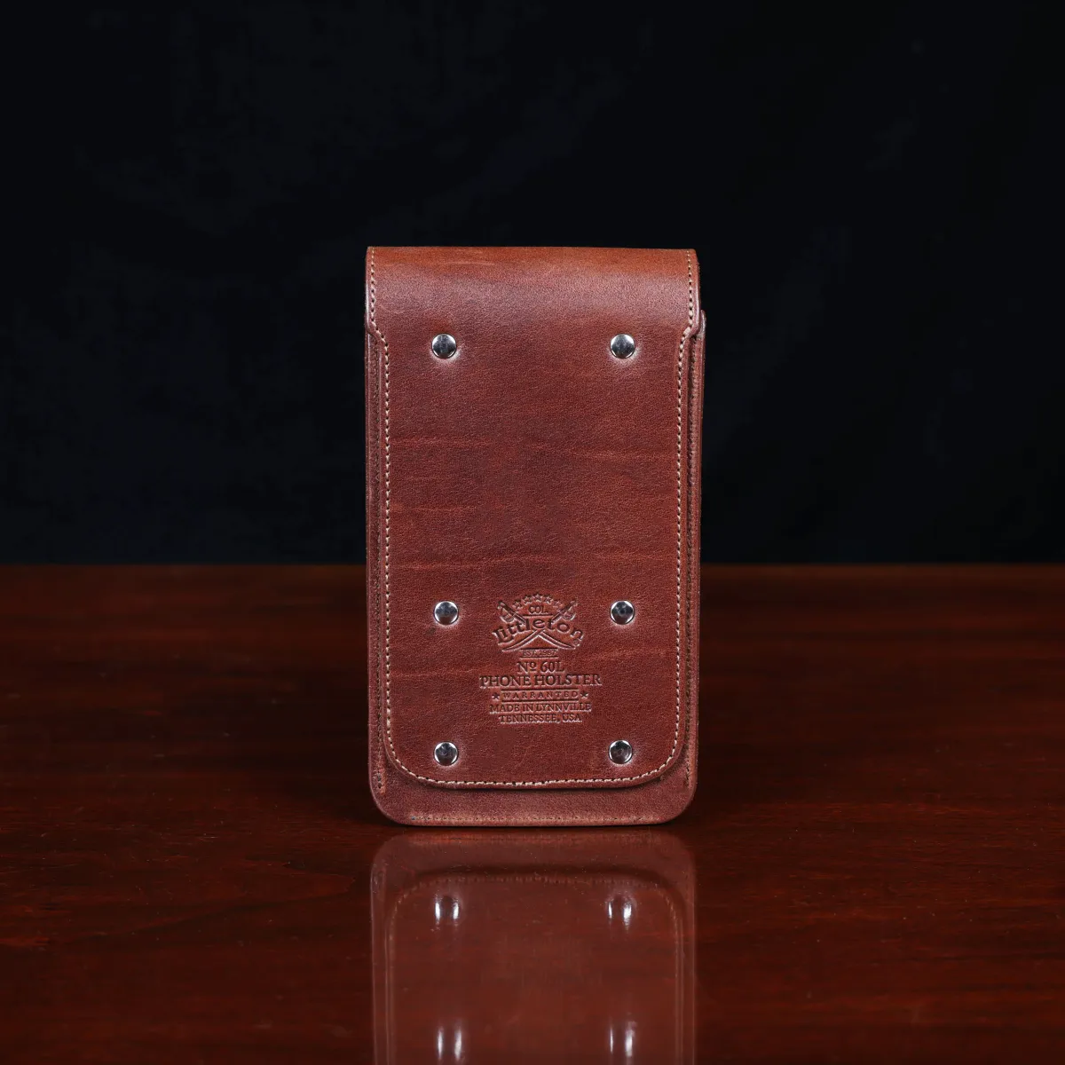 no60 brown large leather phone holster - back view