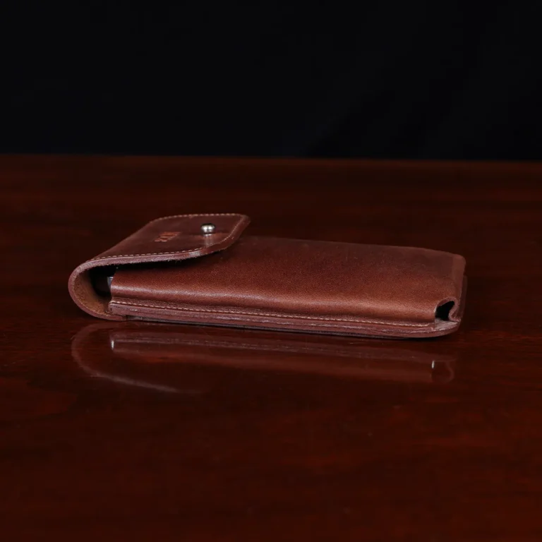 no60 brown large leather phone holster - side view