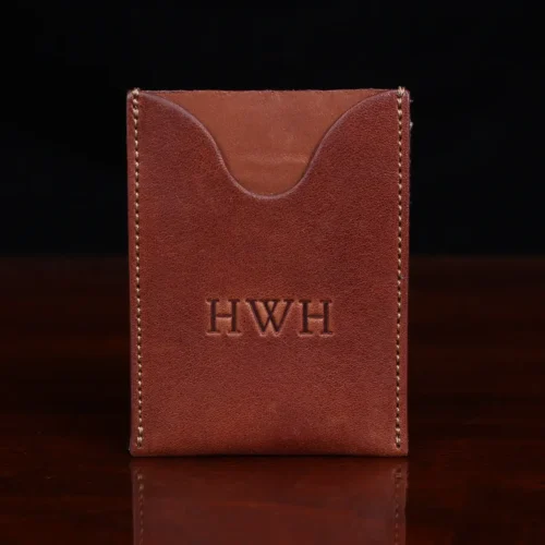no 4 vintage brown leather card case with pocket front