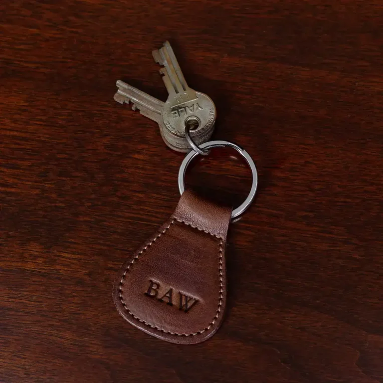 no5 vintage brown key ring with personalization stamp and keys