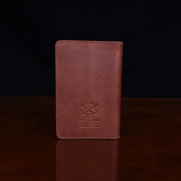 No. 27 Pocket Journal in Vintage Brown American Steerhide Leather - back view