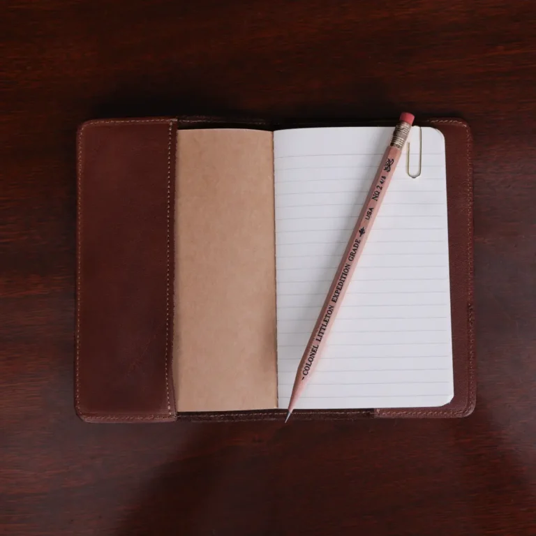 No. 27 Pocket Journal in Vintage Brown American Steerhide Leather - open view