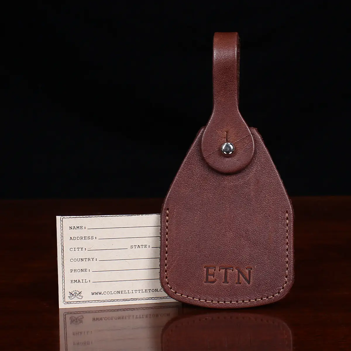 Personalized Luggage Tag - Leather - Brown - Engraved