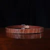 No. 4 Belt in American Alligator - X-Large - ID 001 - back view on a wooden table with black background