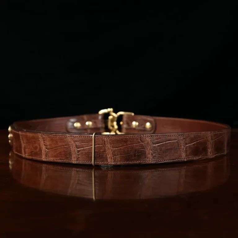No. 5 Cinch Belt in brown American Alligator and brass buckle - id 002 - back view