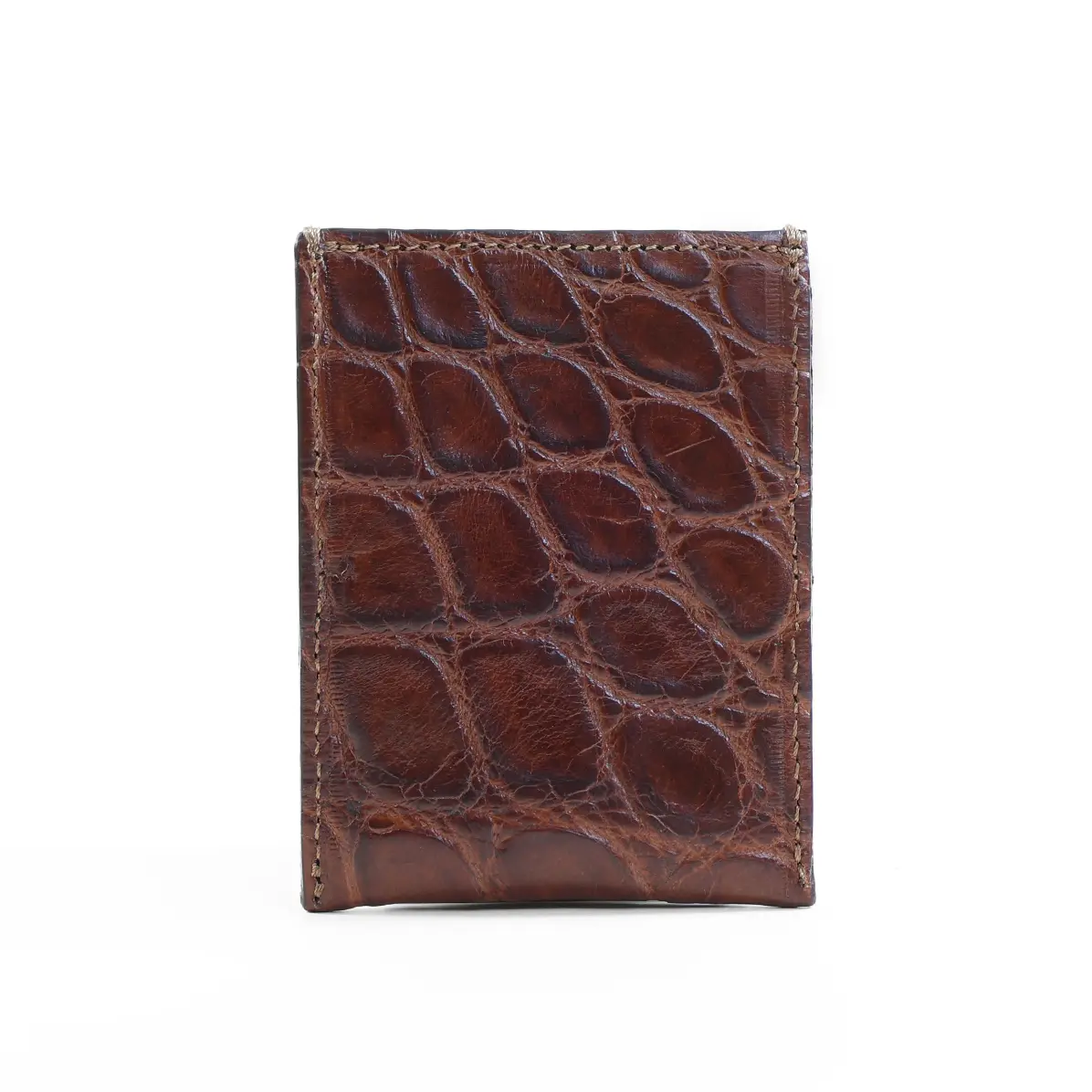 View larger image of No. 4 Card Case in Vintage Brown American Alligator - ID 001 - front view cut out on No. 2 Card Wallet in Vintage Brown American Alligator - ID 001 - back view