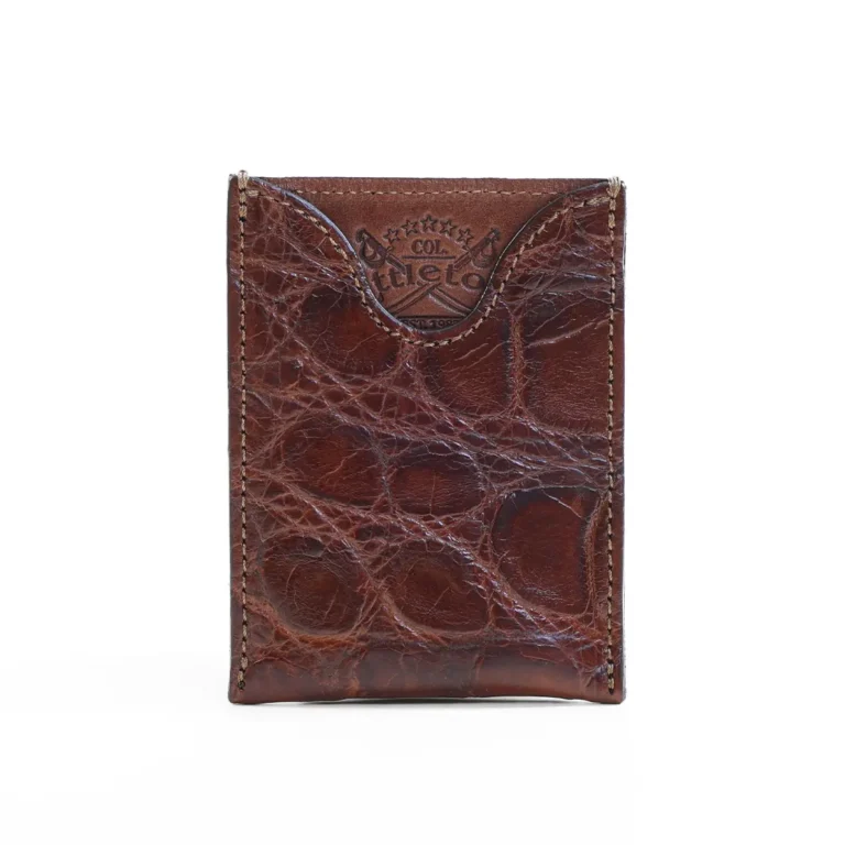No. 4 Card Case in Vintage Brown American Alligator - ID 001 - front view cut out on No. 2 Card Wallet in Vintage Brown American Alligator - ID 001 - front view